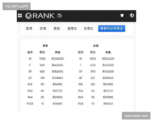 网球赛事奖金分配机制解析及各大赛事奖金对比分析